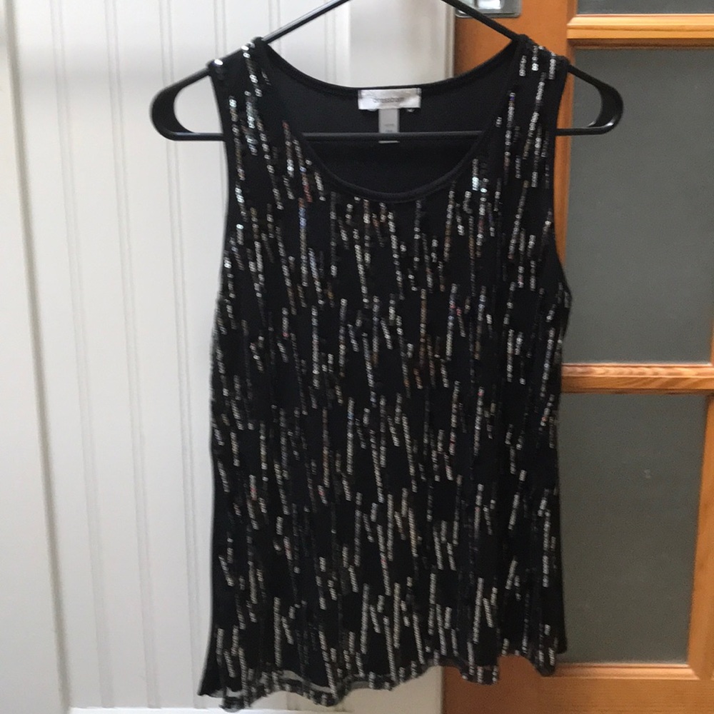 Black sequined tank top